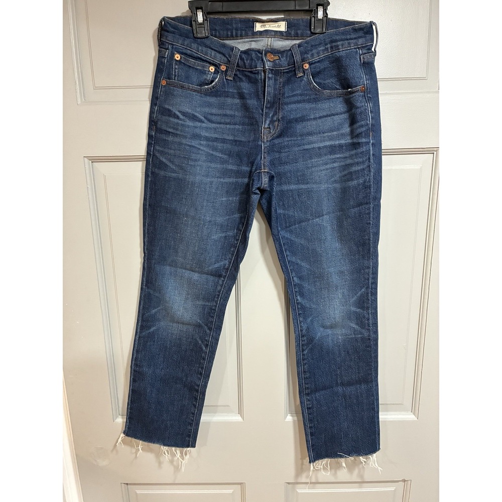 Madewell Women Jeans The Slim Boy Jean Dark Denim Raw Hem Size 26 Casual